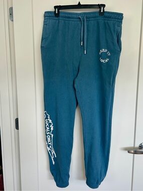 Men’s Teal Jogger Sweatpants with White Local Graphic